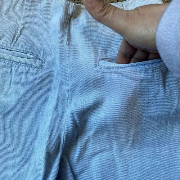 Zara Y2K TRF Light Wash Blue Denim Wide Leg Jeans Women 00 Side Zipper Pockets - Picture 9 of 9